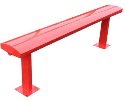 Allwetter-Outdoor-Bank – L-förmiger Gartensitz, starker belastbarer Rahmen für Park, Rasen, Terrasse, Hof, Schule, Rot, 120 cm & stilvoll