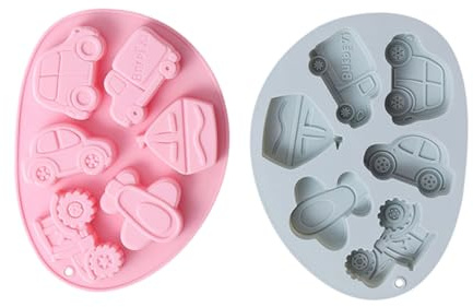 POPETPOP 2 pezzi Stampi Silicone per Dolci Veicoli Formine Cioccolato e Caramelle Flessibili Materiale e Resistente Facili da per da Te e Uso Familiare