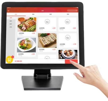 Monitor 17 pollici | Touch capacitivo | Regolabile 0‑90° | per POS | HD 1280×1024 | HDMI/VGA/USB | montaggio a parete o da banco | per negozi, ristoranti, food truck – solo display