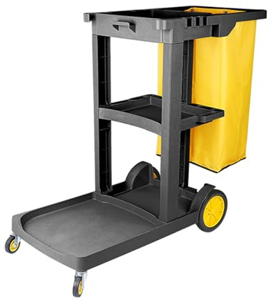 Cleaning Trolley Heavy Duty 3 Tier Storage Cart with Swivel Castors, Reinforced Plastic Mobile Cleaning Cart for Efficient Organization and High Load Capacity