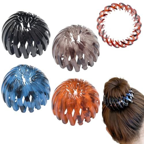 4 Stück Vogelnest haarspange,Haarspangen für Damen, Vintage Vogelnest Haarklammern Große Haarclips Haargreifer Haar Accessoire Haarschmuck für Mädchen Damen, Einfarbig