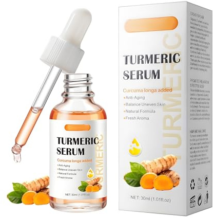 Siero Viso alla Curcuma, Schiarisce la Pelle e Riduce le Macchie Scure, Azione Antiossidante contro i Segni dell'Età, Per una Pelle Luminosa e un Incarnato Uniforme e Radioso