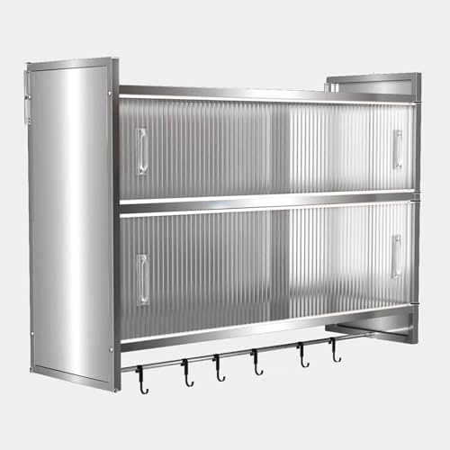 Werkzeugschrank Küchenhängeschrank Aus Edelstahl Gefertigt Zwei Montagemöglichkeiten Schiebetür Verschiedene Größen Erhältlich Mit Querstangen Und Haken Gartenschrank Metall(60 * 25 * 71cm)