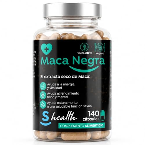 Maca Negra 2400mg Extra Fuerte – 140 Cápsulas Veganas con Zinc, Vitamina B6 y B12 – Energía Natural, Vitalidad, Resistencia Física y Mental – Maca Andina Natural Premium