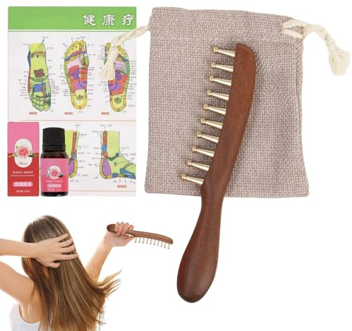 Peine de Masaje para el Cuero Cabelludo Herramientas de Masaje para Cuero | Peine Masajeador de Cobre Capilar para Mujeres Hombres Mayores Oficina Viajeros Spa Salón Rutina