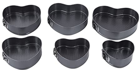 Set da forno antiaderente a forma di cuore, stampo a cerniera, 6 pezzi, in acciaio inox, a tenuta stagna, con fondo staccabile, per cheesecake, mousse, dessert, feste di