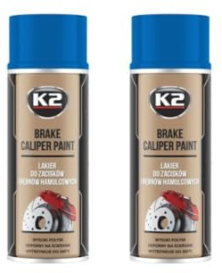 PG Blue Gloss Brake Caliper Paint, Heat Resistant up to 260°C, 400mL Spray Cans, Professional OEM Quality, Set of 2 Cans by K2