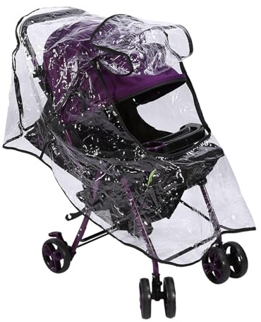 OVAQUIXI Barnvagn Regnskydd Transparent PVC Barnvagnsöverdrag 55 X 75 X 40 Cm med Dragkedja Fönster Fällbart Vindtätt Barnvagnsskydd för Paraplybarnvagnar Utomhusresor