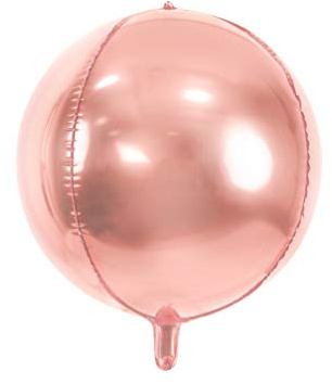 PartyDeco - Globo Mylar Foil Redondo Rosa Dorado Metalizado, diámetro 45 cm, Dorado, 40 cm