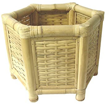 WH WORKING HOUSE MACETERO Maceta CUBREMACETAS Hexagonal Bambu Grueso Pesado Grande