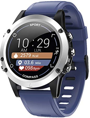 Atlanta Fitnesstracker mit Herzfrequenz Puls Blutdruck Messung Kompass Schlaf Schrittzahl Farbdisplay Smartwatch Armband Uhr Blau - 9714/5