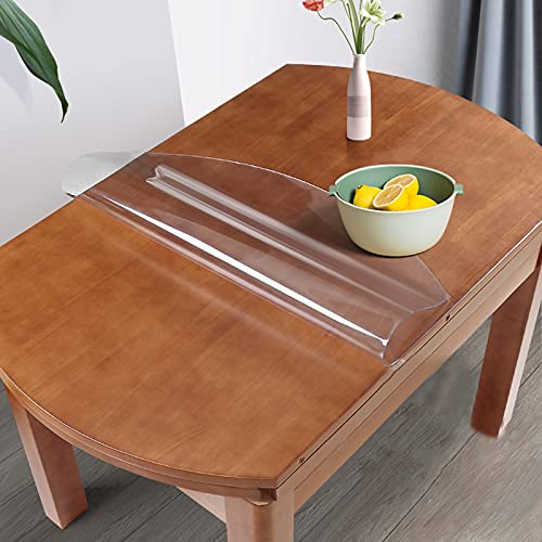 Zlovne Tovaglia in Vetro Morbido,Pellicola Protettiva per Tavolo Ovale,Tovaglia Trasparente Impermeabile in PVC Lavabile,Spessore 1.6 mm,Design Smussato a 60°,Personalizzato (90x140cm/35x55inch)