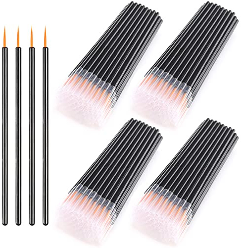 Akstore 200PCS Disposable Eyeline Mascara Brushes Eyelash Brush Wands Applicator Makeup Brush Tool Kits (Black 200PCS)