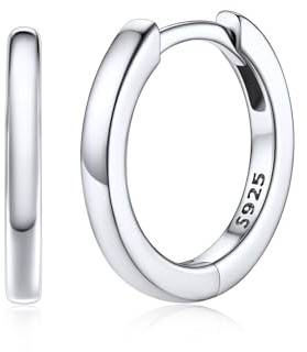 Silvora Kleine Creolen Silber 6mm/8mm/10mm/12mm/14mm/16mm/18mm/20mm Damen | 925 Silber Ohrringe Hoop Huggie Creolen Silber/Gold/Schwarz/Rosegold Schläfer Kreolen für Frauen Herren Männer
