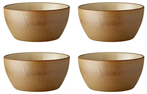 BITZ Schale, Müslischale/Snackschale/Frühstückschale aus Steinzeug, Durchm. 12 cm, 4er-Set, Wood/Sand