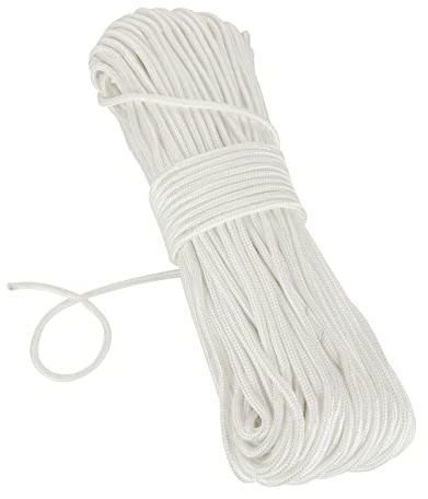 ZOFUN 60M/196 Ft White Nylon Rope, Strongly Woven | Heavy Duty Flagline Cord 6 mm UV Resistant Nylon Flag Pole Rope for Camping Gardening Bundling Outdoor Usage
