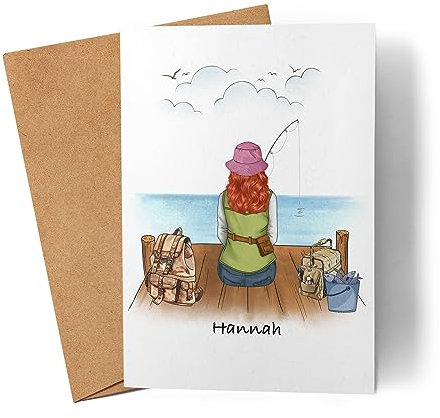 Kiddle-Design Personalisierte Anglerin Karte | Muttertagskarte mit Namen | Glückwünsche zum Geburtstag oder Muttertag | Beste Anglerin Grußkarte