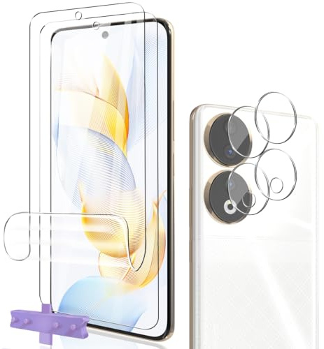 Phlleyaa Pellicola Protettiva per Honor 90 TPU Pellicola 2 Pezzi e Vetro Fotocamera 2 Pezzi, Installazione Facile, Senza Bolle, Anti Graffio, Tocco Liscio Vetro Temperato per Honor 90