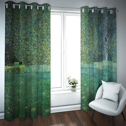 GaNkas Grüne Verdunkelungsvorhänge für Schlafzimmer lichtreduzierende wärmeisolierte Tülle Gustav Klimt Vorhang/Paneele/Vorhänge für Wohnzimmer 2er-Set H245xB135