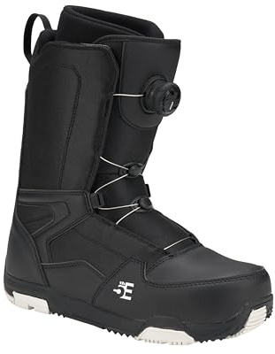 5th Element ST Lace and Dial Snowboard Boots for Men - Black Compatible with Strap Snowboard Bindings- Waterproof Liners -All Mountain Snowboarding Men Size (ATOP DIAL-Black 25, 15.0)