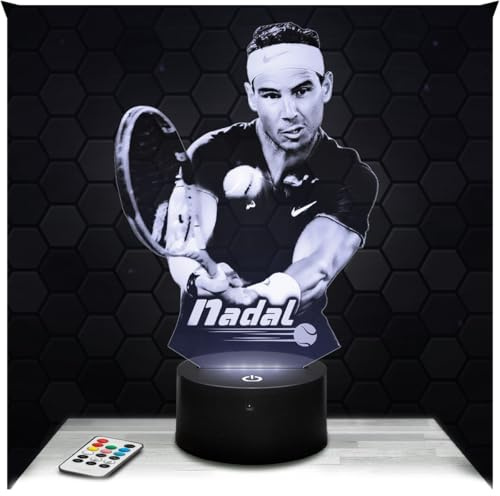 Lampephoto.fr - Lampe Rafael Nadal Roland.G Wimble don Tennis | Made in France, verschiedene Standfüße zur Auswahl, dimmbar, Batterie/USB, HD-Lasergravur, Geschenk für Tennisfans