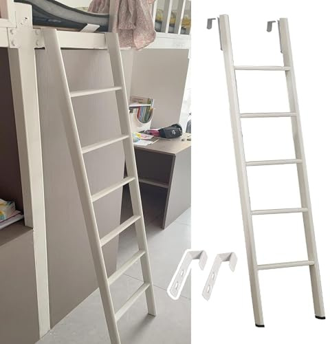 Scaletta Letto a Castello Bianco Sostitutivo Solo Scala per Letto a Castello Doppia, Scaletta per Letto a Castello Camper con Ganci Regolabili, Scaletta per Bambini In Metallo per Adulti, per La Casa
