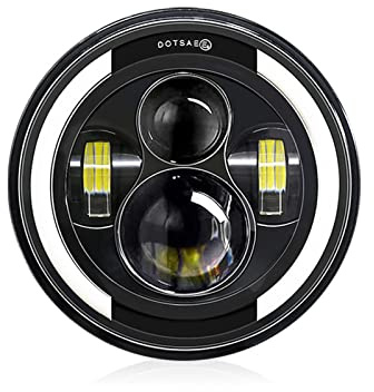 HUIOP Phare mené,1 pièces 7 Pouces Voiture Moto Phare LED avec DRL/Clignotant/Feux de Croisement/Feux de Route 7 ''Phare Rond 6000K 100W IP67 étanche