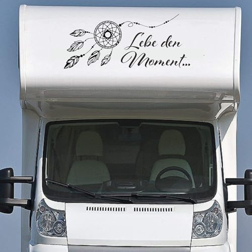 Wohnmobil Wohnwagen Aufkleber Schöner Spruch Typ1 ca 100cm Lebe den Moment mit Traumfänger Sticker Autoaufkleber