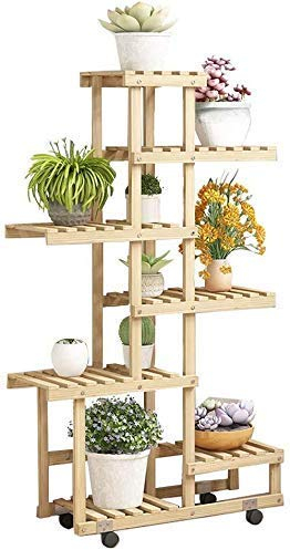 Blumenregal, Pflanzenständer, Pflanzgefäßhalter, Blumentopfhalter, Topfständer mit Rädern für drinnen und draußen, Garten, Terrasse, Wohnzimmer, Bonsai-Dekoration, Ausstellungsregal, Displayzer