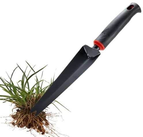 Paletta per radici da giardinaggio, pala per radici da giardino, pala da fioriera robusta in acciaio al carbonio, versatile con manico ergonomico per scavare, trapiantare grassi e