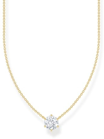 THOMAS SABO Kette mit weißem Zirkonia-Anhänger vergoldet 925 Sterlingsilber, 750 Gelbgold Vergoldung