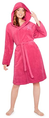 Barbie Bademantel Damen flauschig, Plüsch Morgenmantel mit Kapuze - Geschenke für Frauen, Teenager (Rosa, XL)