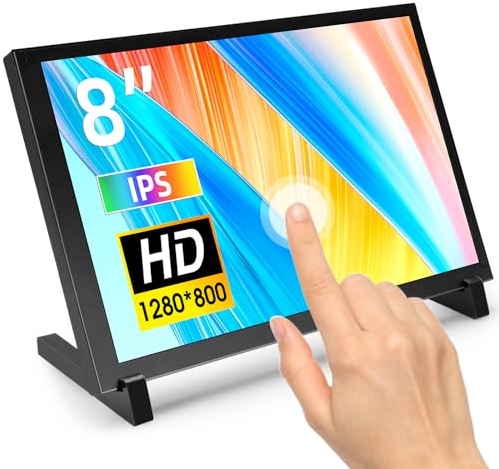 ELECROW Monitor Portatil, Raspberry Pi Pantalla Táctil Mini Monitor Pantalla Ordenador 8 1280x800 Monitor Tactil Compatible con Raspberry Pi 5/4, PC/Ordenador portátil, Jetson Nano