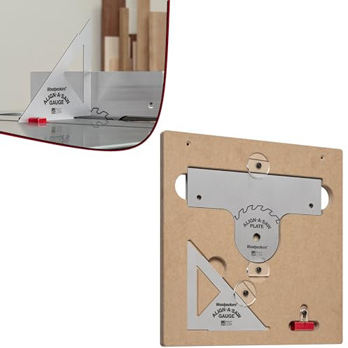 Woodpeckers Système Align-A-Saw - Outil d'alignement et de configuration de scie à table - Comprend une plaque, une jauge et une base à fente à onglet