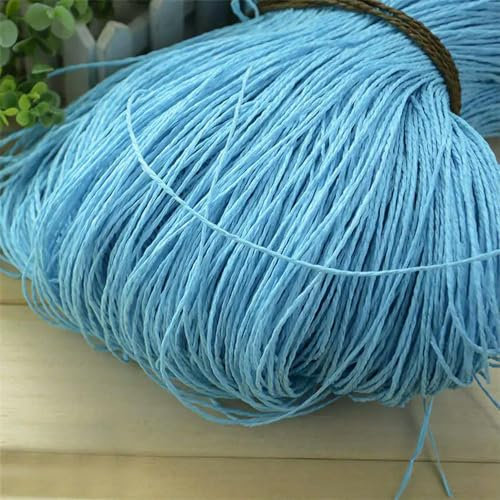 Hilo de paja de rafia natural de verano de 600 m, hilo de paja de papel de ganchillo, manualidades para hacer manualidades, para tejer sombreros, bolsos, cestas, material de ratán