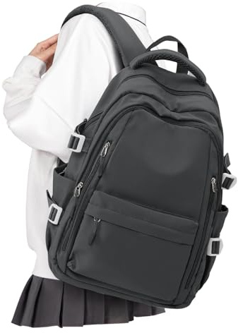 BOXSAM Mochila ligera para mujer, mochila de viaje grande para laptop, mochila casual para hombre, color gris, Gris, L, Mochila de día