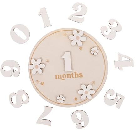 Beatifufu 1 Set Neugeborenen Gedenktafel Ankündigungsschild Monatliche Meilensteinscheiben Holzschilder Für Das Kinderzimmer Holz Monats Meilensteinmarkierung Meilensteinkarten