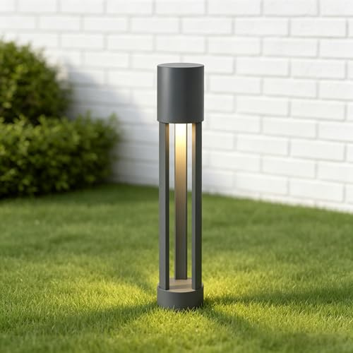 Mai & Mai Wegeleuchten Außen Strom 70cm Pollerleuchte IP65 10W | Gartenlampen für Draußen Strom, 3000K warmweiß, Kleeblatt-Licht für Weg & Terrasse, Ø120xH700mm, Sandgrau dunkel, NeoForge