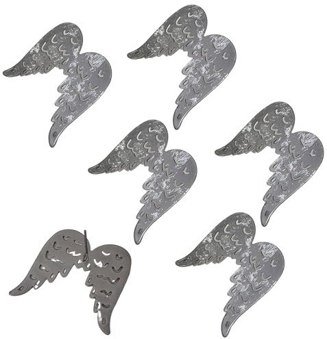 Storm's Gartenzaubereien Lot de 6 ailes d'ange miniatures en métal pour bricolage - 7 cm de haut - Ailes d'ange miniatures - Décoration pour couronne de l'Avent, compositions de Noël, couronne de
