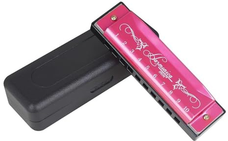 Blues Mundharmonika, C Key Blues Harp Mundharmonika Mundorgel IRIN 10 Löcher Standard Mundharmonikas Mundharmonika für Erwachsene, Profis, Anfänger und Studenten (Rot)