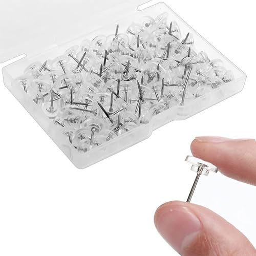 SDKZBFC 200PCS durchsichtige Stecknadeln,Büro Transparent Plastik Reißzwecke Niedliche Reißzwecken Bulletin Reißzwecken für Korkplatte flach Oben Foto Wand Reißzwecken