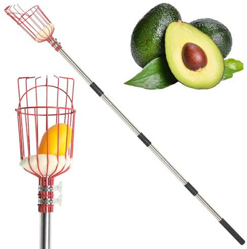 Outvita Recolector de frutas de 13 pies, herramienta de recogida de frutas ajustable con cesta telescópica de mango largo, equipo de recogida de frutas, recolector de árboles para manzanas, mango,