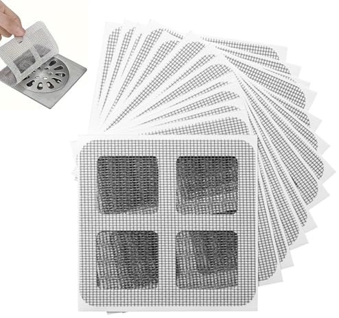 XINCHENG 10Pcs Disposable Shower Drain Cover Hair Catcher, Hair Filter for Shower Drain, Square Floor Adhesive Drain Protectors Mesh Stickers for Drain Bathroom, Kitchen, Bathtub, Sink