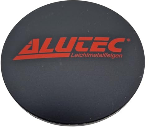 1X Alutec Nabendeckel 64mm Schwarz Matt (N32) Logo Rot (ALK) - Original Felgendeckel/Nabenkappe/Hubcap