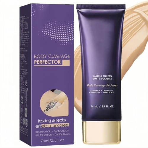 Body Coverage Perfector,All Over Complexion Perfector,Tattoo Abdeckung Creme,Tattoo Abdecken Wasserfest,Abdeckcreme für Besenreiser, Narben Concealer Wasserfest, Langanhaltend Körper Make Up,74ml