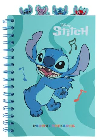 Grupo Erik Libreta Stitch con separadores - Cuaderno A5 punteado | Cuaderno apuntes : Libreta A5 Anillas : Tapa blanda 160 págs