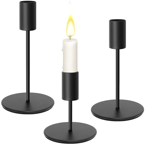 Kerzenständer Stabkerzen Kerzenhalter Schwarz Stabkerzenhalter Kerzenständer Metall (3 Stück)