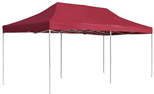 Tente de Réception Extérieure, 6x3 m en Aluminium Pliable, Chapiteau de Jardin Exterieur avec Toit PVC, Design Professionnel, pour Événements et Fêtes, Rouge Vin, 6.0 x 3.0 x 3.07 m