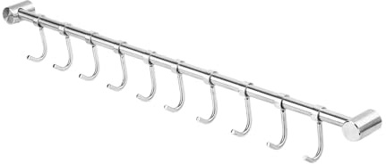 evergoods 53CM 1PCS Kitchen Utensils Holder Utensil Hanging Bar Rack | 12 Movable Hooks Stainless Steel Hanging Utensil Rack for Pot Pan Spoon 53CM Wall Mounted Utensil Holder Rack 1PCS