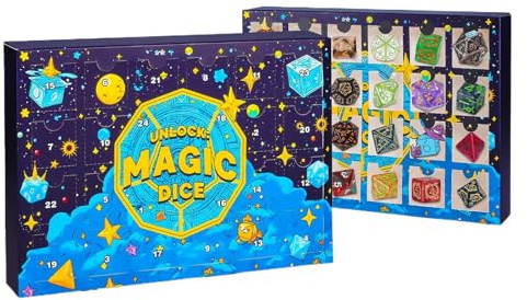 Jultärning adventskalender - 24 dagar jul tärningar nedräkning, mysterium set kvinnor män rollspel bordsspel högtidssäsong | söta mönsterstrumpor för vuxna män kvinnor tonåringar tema strumpa semester